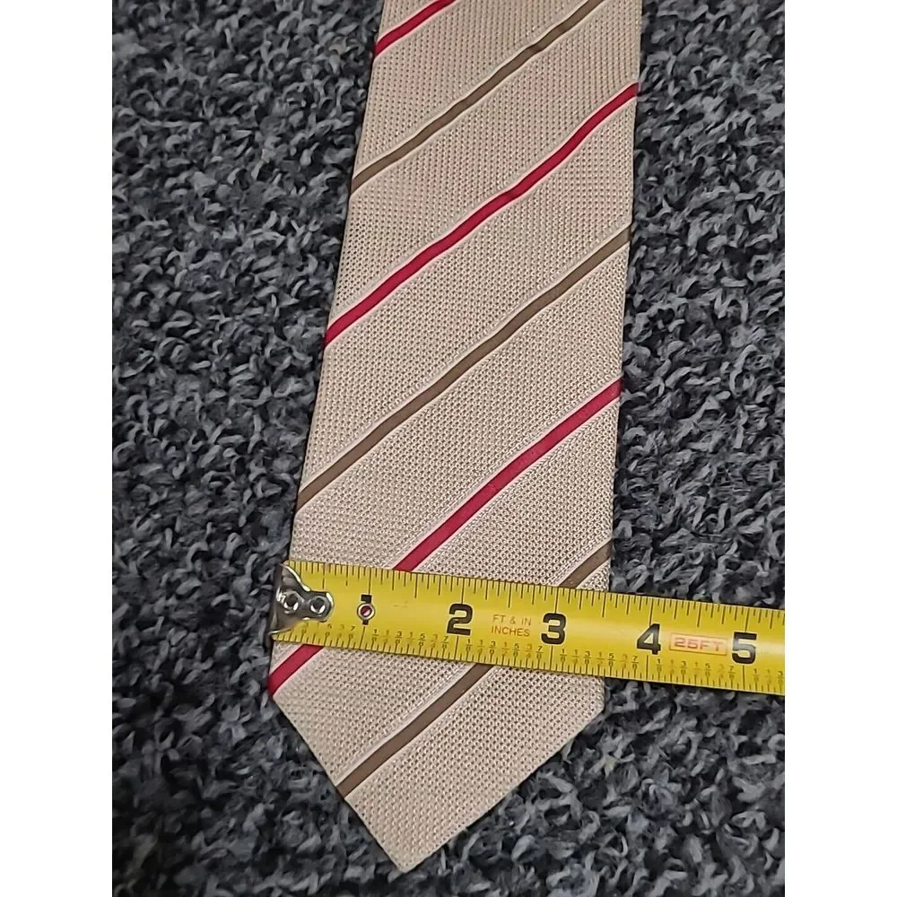 Ermenegildo Zegna‎ Tie Striped Cream Red Stripe Silk Necktie 58/3.75